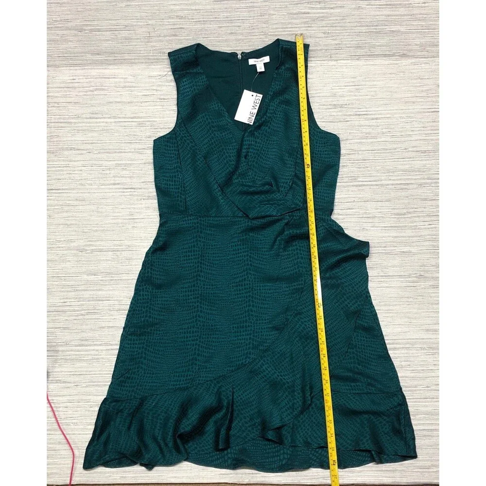Nine West women's Sleeveless Wrap Mini Dress size M Brazilian teal - Picture 10 of 12